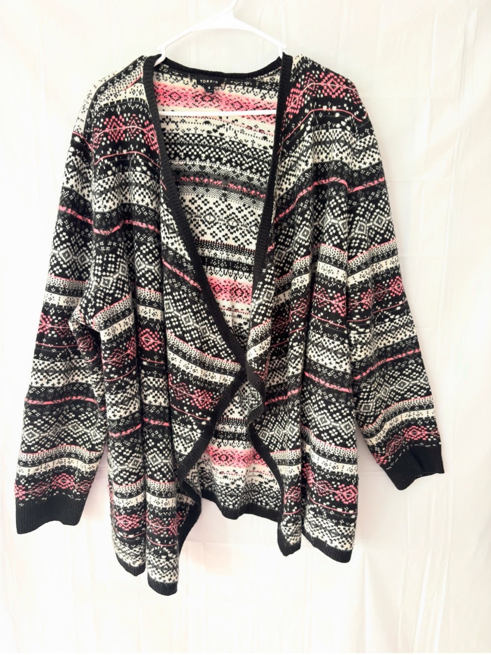 NWOT torrid Black Pink Fair Isle Open Front Cardigan SZ 4 torrid 4X